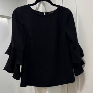 J. Crew Elegant Black Ruffle Blouse